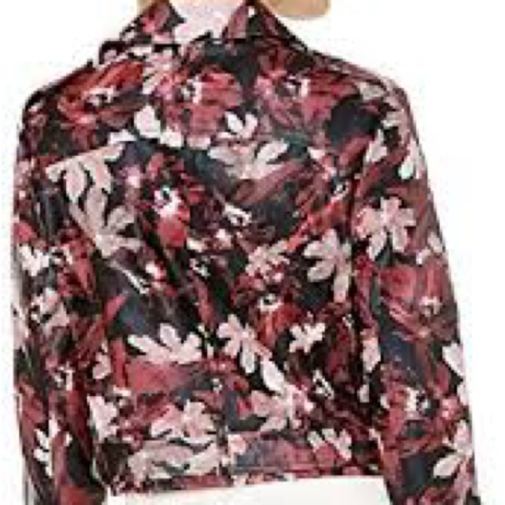 Catherine Malandrino Veruca Vegan Leather Floral Moto Jacket Size 14 - Picture 3 of 8